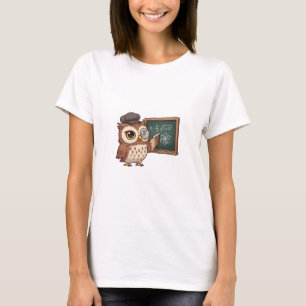 Camiseta Professor de Coruja de Desenho Animado Fofo Usando