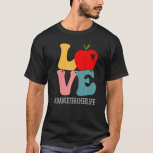 Camiseta Professor de Dança Amor Maçã Groovy Retro Fofo Vol