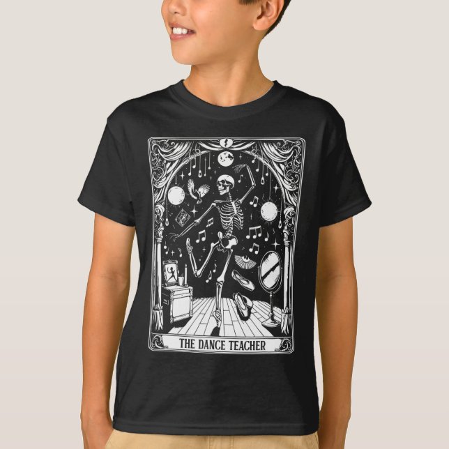 Camiseta Professor de dança Tarot Card Skeleton Dancing Bal (Frente)