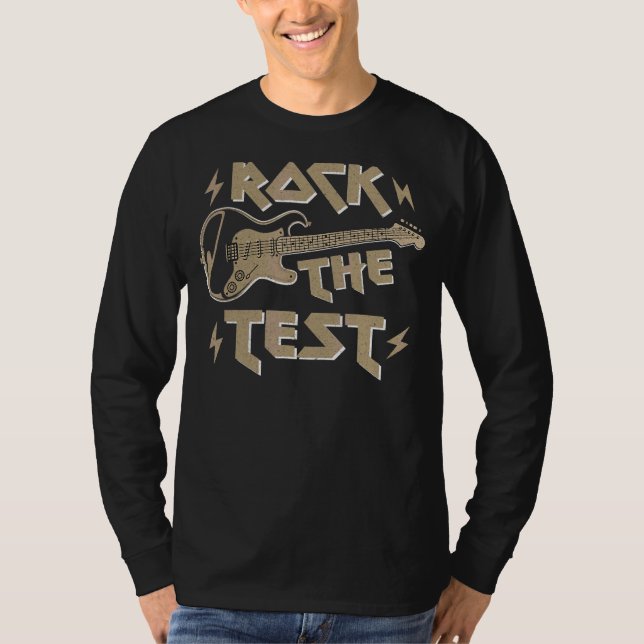 Camiseta Professor de Dia de Teste Rock The Test Guitar Tea (Frente)