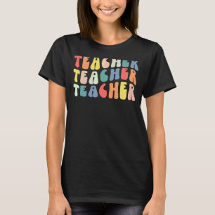 Camiseta Professor de Escola Primária Retro Colorido Volta