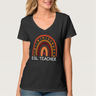 Camiseta Professor de ESL Boho Rainbow Apreciação de Volta