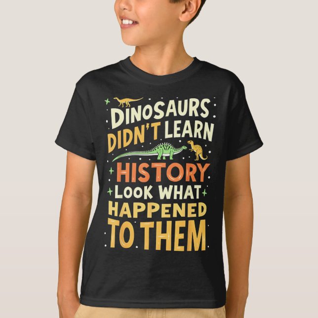 Camiseta Professor de Estudos Sociais de Dinossauro Engraça (Frente)