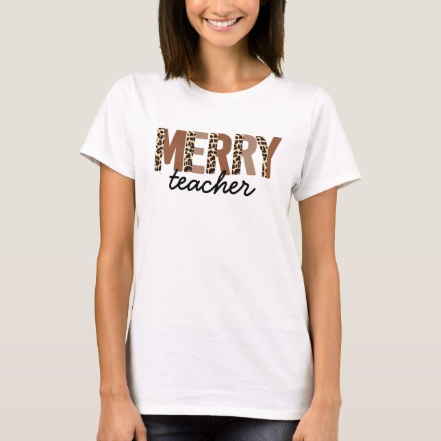 Camiseta Professor de Feliz, Bloco de Cores Moderno Leopard (Frente)