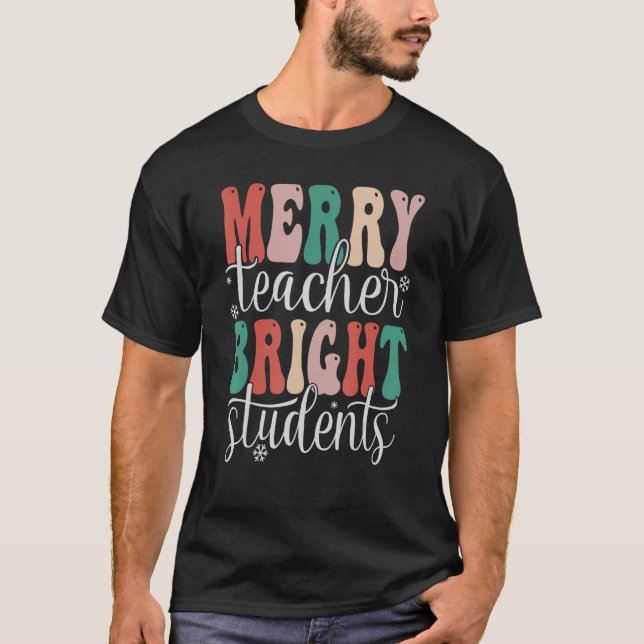 Camiseta Professor de Feliz Brilhante Estudantes de Natal (Frente)