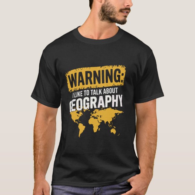 Camiseta Professor de Geografia Mapa Gosta Sobre Mapa de Ge (Frente)