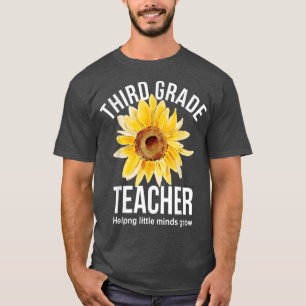 Camiseta Professor de girassol do terceiro grau ajudando as