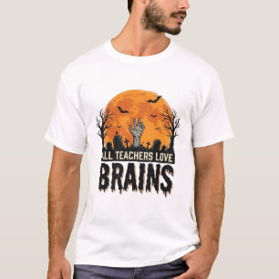Camiseta Professor de Halloween Cérebros Design Vetorial Vi