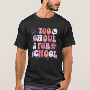 Camiseta Professor de Halloween Retro Ghouls Groovy Trick