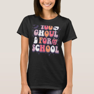 Camiseta Professor de Halloween Retro Ghouls Groovy Trick