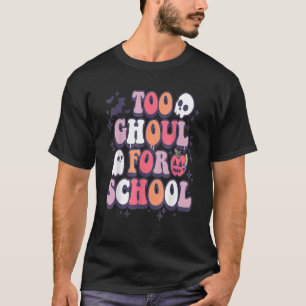 Camiseta Professor de Halloween Retro Ghouls Groovy Trick
