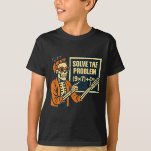 Camiseta Professor de Halloween Seis Sete Meme 6 7 Esquelet