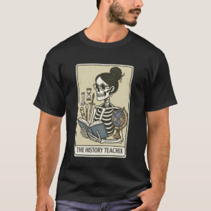 Camiseta Professor de História Esqueleto Cartão Tarot Estud