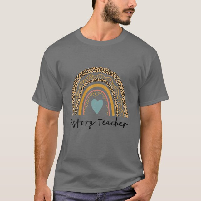 Camiseta Professor de História Rainbow Leopard Engraçado Es (Frente)