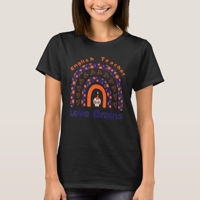 Camiseta Professor de Inglês Adoro Cérebro Arco-Íris (Frente)