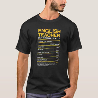 Camiseta Professor de Inglês Fatos de Nutrição Língua Instr