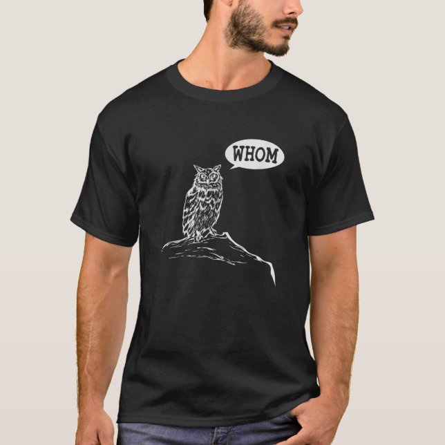 Camiseta Professor de Inglês Gramática Coruja Engraçada (Frente)