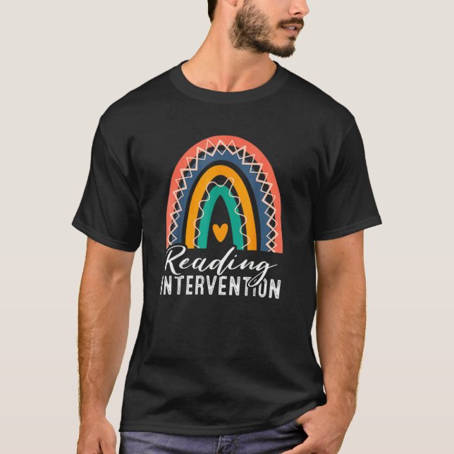 Camiseta Professor de Intervenção de Leitura Arco-Íris Boho (Frente)