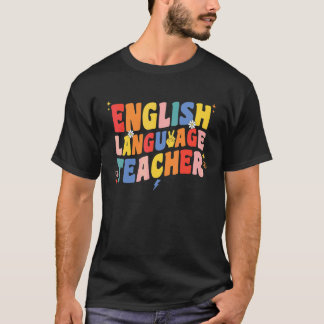 Camiseta Professor de Língua Inglesa Groovy Retro Para Mulh
