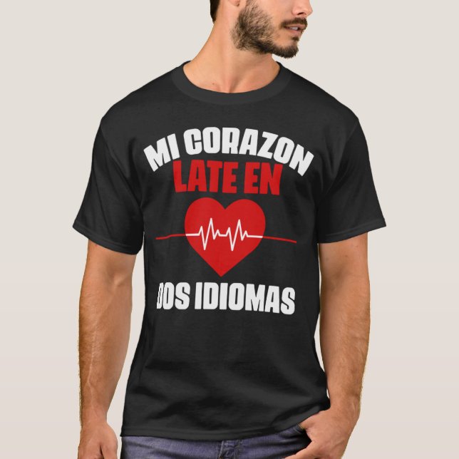 Camiseta Professor de Maestra Espanhola Mi Corazon Bilíngue (Frente)
