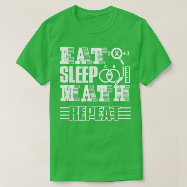 Camiseta Professor de Matemática Comendo Repetição de Matem (Frente do Design)