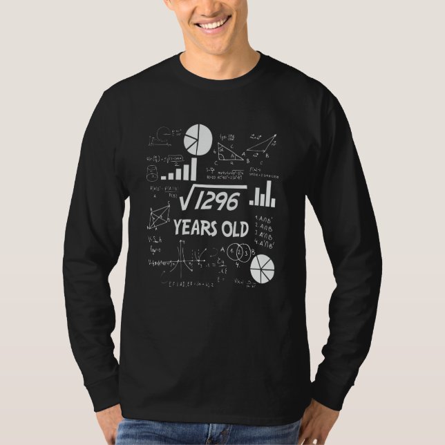 Camiseta Professor de Matemática de 36 Anos de Idade, 36.º  (Frente)