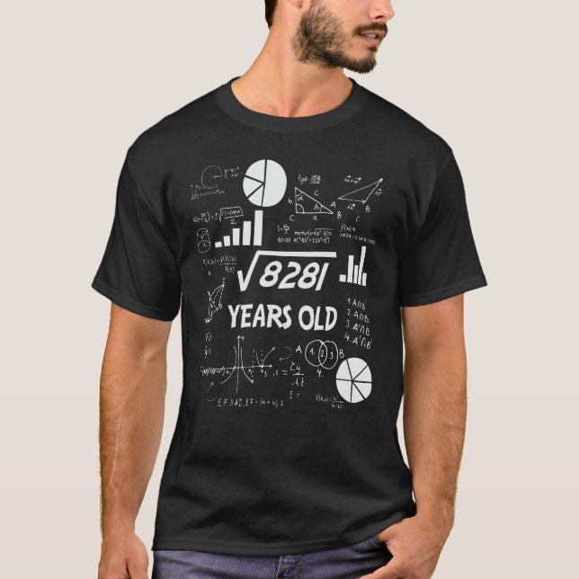Camiseta Professor De Matemática De 91 Anos De Idade, Bday  (Frente)