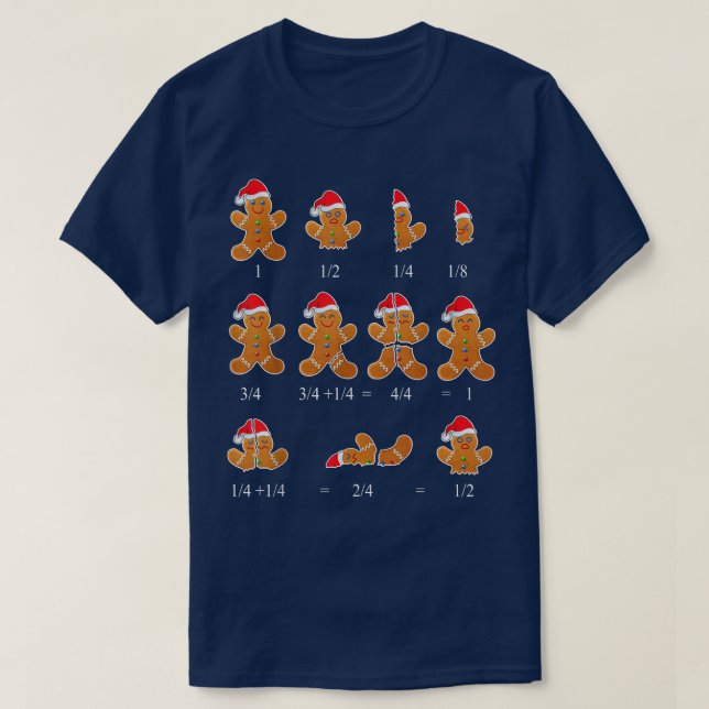 Camiseta Professor de Matemática de Natal Fração Gingercake (Frente do Design)