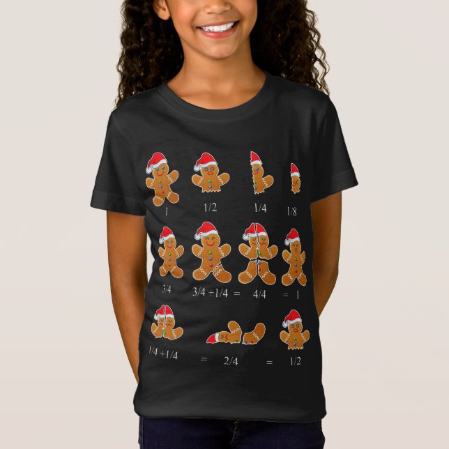 Camiseta Professor de Matemática de Natal Fração Gingercake (Frente)
