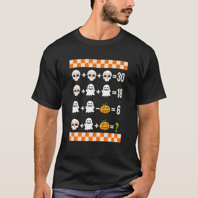 Camiseta Professor de Matemática do Halloween Questionário  (Frente)