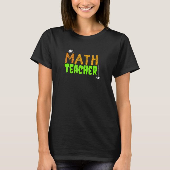 Camiseta Professor de Matemática do Halloween Teias de Aran (Frente)