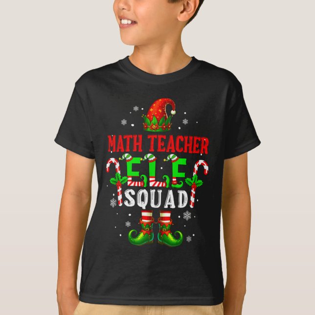 Camiseta Professor de matemática elfo esquadrão natal chapé (Frente)
