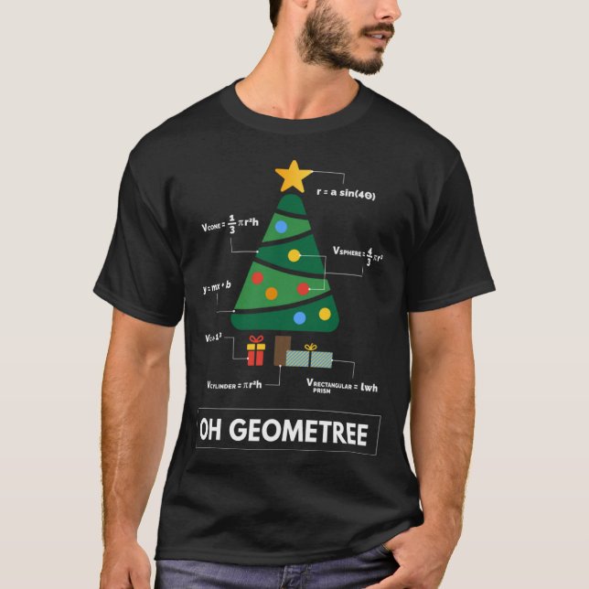 Camiseta Professor de Matemática em Árvore de Natal Geometr (Frente)