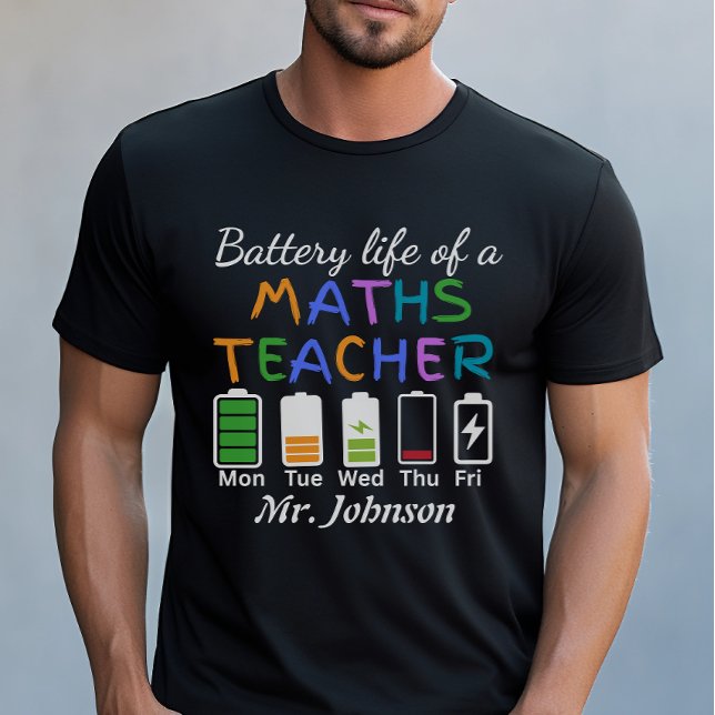 Camiseta Professor de Matemática Engraçado Vida da Bateria  (Criador carregado)