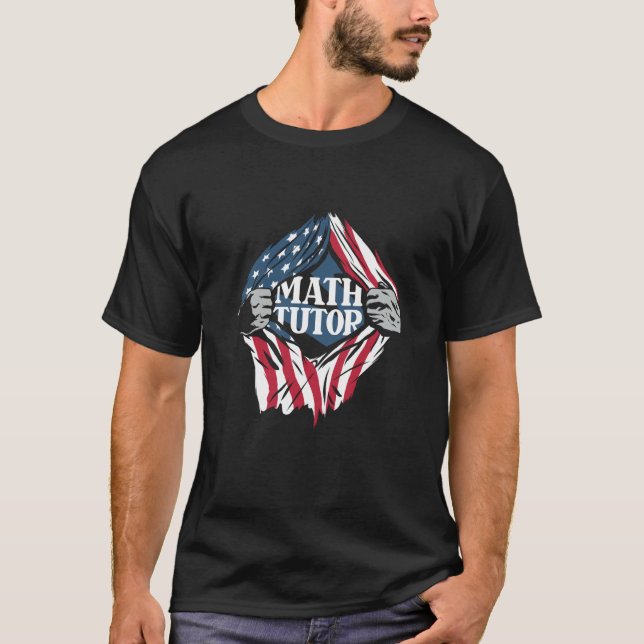 Camiseta Professor de Matemática Escola da Bandeira dos EUA (Frente)