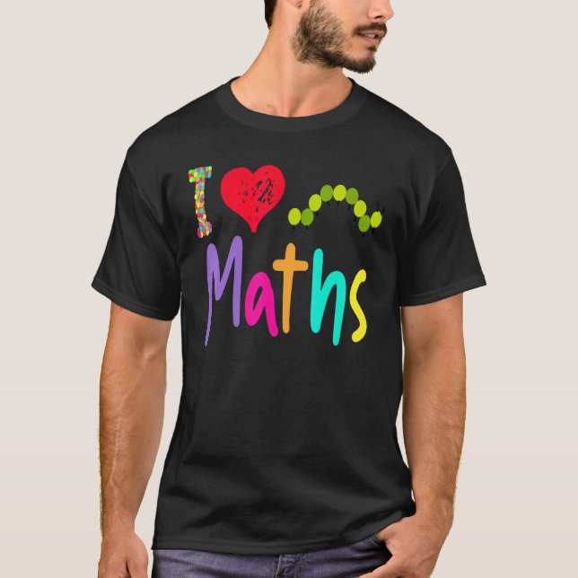 Camiseta Professor de Matemática Eu Amo Matemática Lagarta  (Frente)