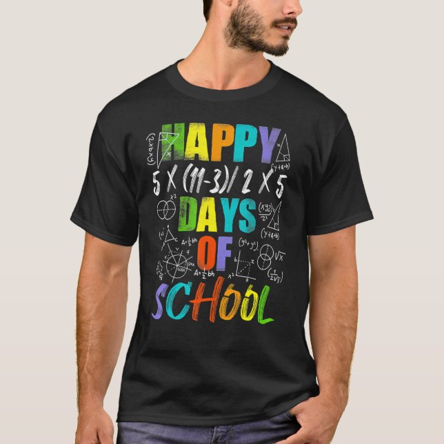 Camiseta Professor de Matemática Feliz 100º Dia das Equaçõe (Frente)
