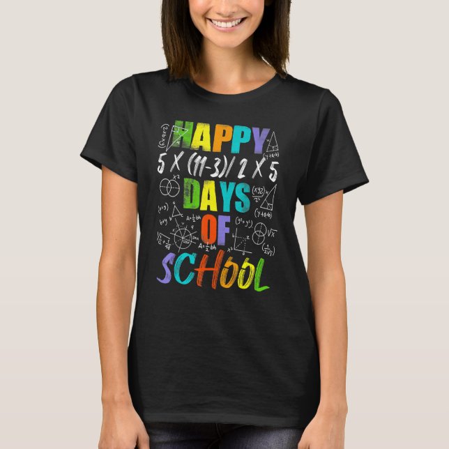 Camiseta Professor de Matemática Feliz 100º Dia de Equações (Frente)