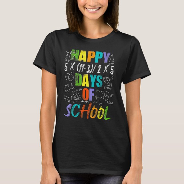 Camiseta Professor de Matemática Feliz 100º Dia de Equações (Frente)