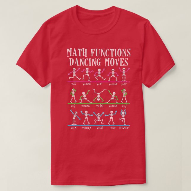 Camiseta Professor de Matemática Funções de Dançar Move Eng (Frente do Design)