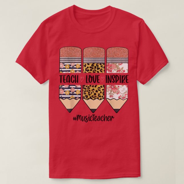 Camiseta Professor De Música De Volta À Escola Ensinar Amor (Frente do Design)