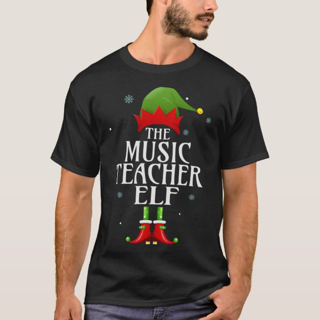 Camiseta Professor de Música Elf Xmas Correspondente Grupo  (Frente)