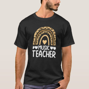 Camiseta Professor de Música Leopardo Arco-íris Fofo Homens