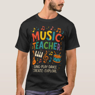 Camiseta Professor de Música - Música Canta Toca Dança Cora