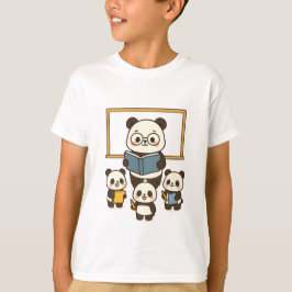 Camiseta Professor de Panda e Estudantes de Cartoon Bonito