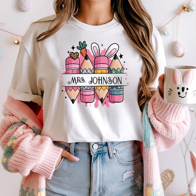 Camiseta Professor de Páscoa Personalizado: Tee; Bunny Penc (Criador carregado)