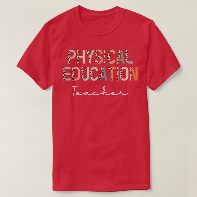 Camiseta Professor de Pe-Leopardo de volta à educação físic (Frente do Design)