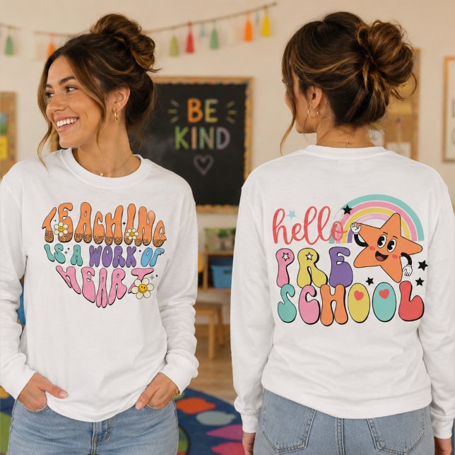 Camiseta Professor de Pré-Escola de Volta à Escola (Criador carregado)