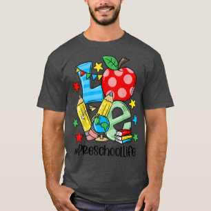 Camiseta Professor de pré-escola Feliz Primeiro Dia 100