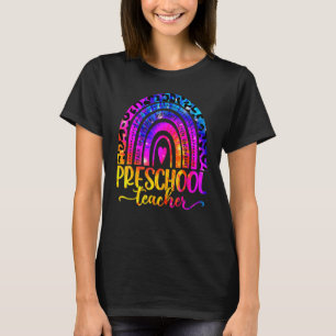 Camiseta Professor de Pré-Escola Gravata Leopardo Dye Arco-